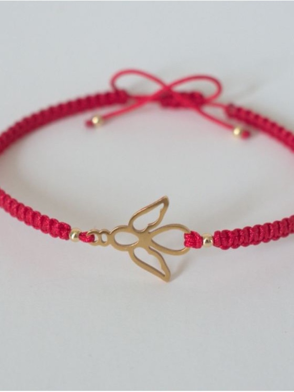 Gold Butterfly Charm Red Cord Bracelet for Women